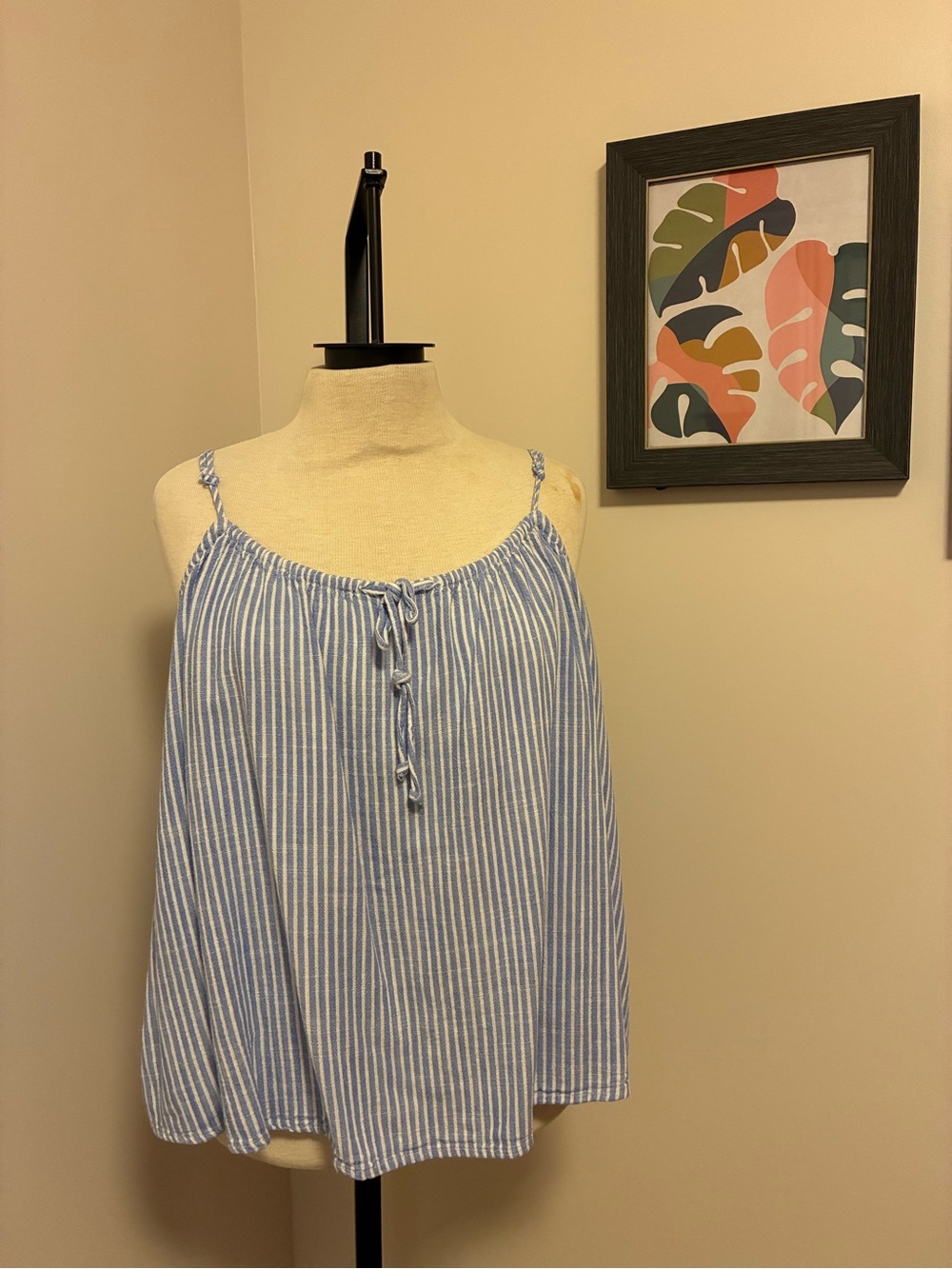 H&M Blue & White Striped Spaghetti Strap Camisole